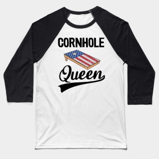 Cornhole Queen Women Girls American Flag Corn Hole Board Baseball T-Shirt